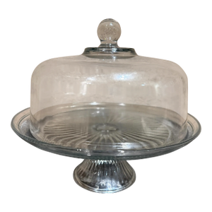 Vintage Modern Glass Cake Stand With Dome