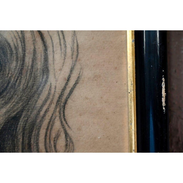 Gray Portrait of a Young Woman, 1890s-1900s, Pencil Drawing, Framed For Sale - Image 8 of 11