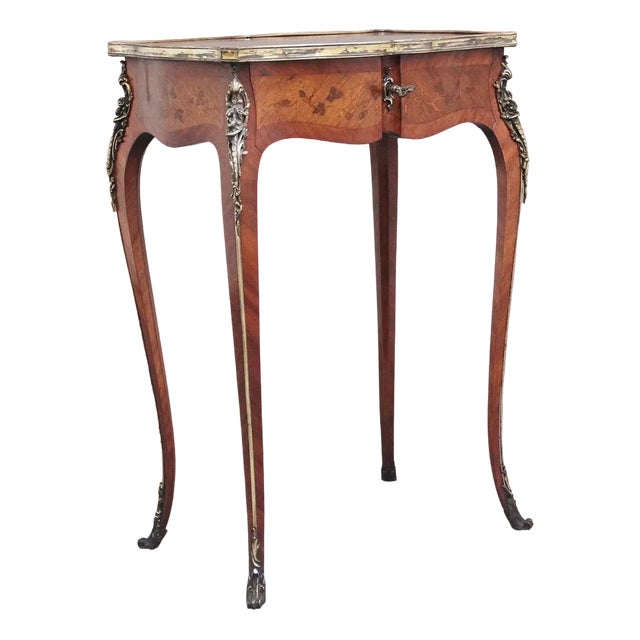 19th Century French Freestanding Kingwood and Marquetry Side Table, 1880s For Sale