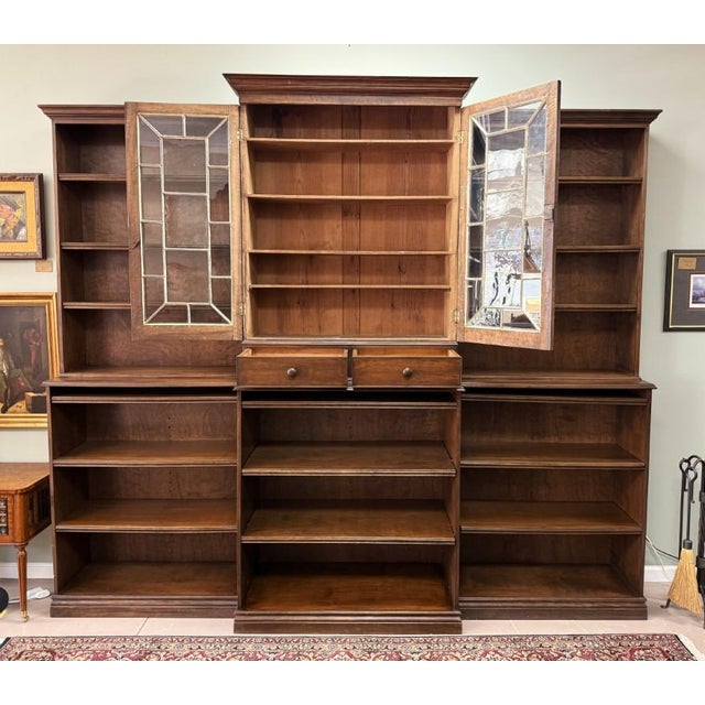 Contemporary Late 20th Century Monumental Custom Built Mahogany Bookcase For Sale - Image 3 of 16
