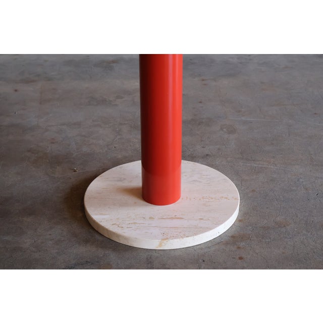Vintage Post-Modern Glass, Metal and Travertine Drinks Side Table, Italy, 1970s For Sale - Image 13 of 18