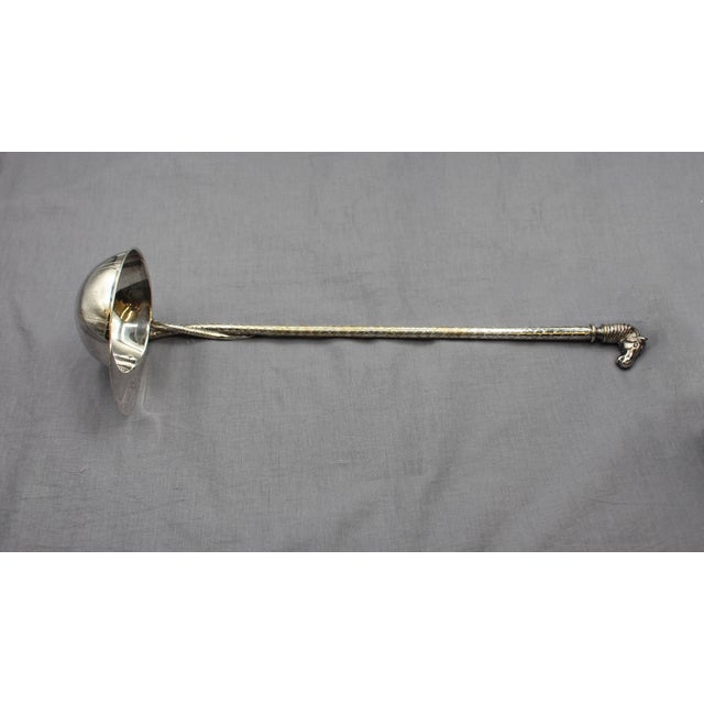 Horse racing punch ladle, silverplate, vintage. Cast horse head, riding crop shaft & jockey's cap bowl. Crisp details &...