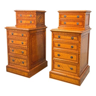 Antique Satinwood Bedside Chests, 1890, Set of 2 For Sale