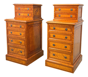 Antique Satinwood Bedside Chests, 1890, Set of 2