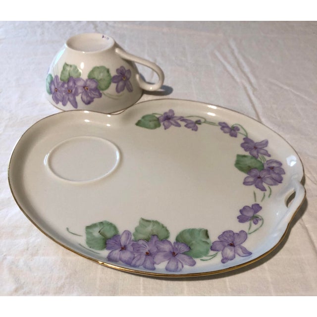 White 1960s Hand Painted Porcelain Tea/Coffee Dessert Set of 8 - 16 pcs For Sale - Image 8 of 10
