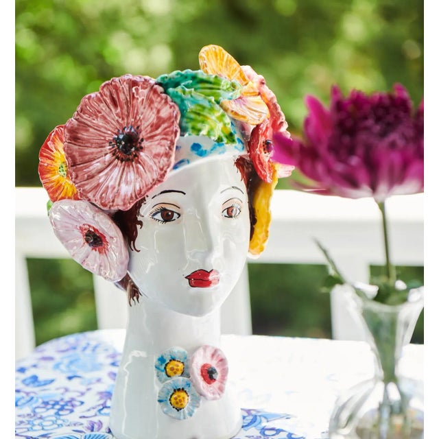 Donatello Collection Tuscan Ceramic Head Vase, Flowers For Sale - Image 4 of 5