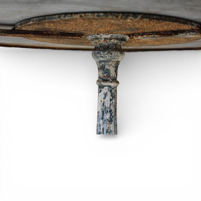 18c French Antique Marble Table - White Iron Base With Marble Top & Paw Feet For Sale - Image 4 of 5