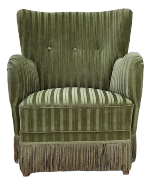 Danish Armchair in Green Furniture Velour, 1960s