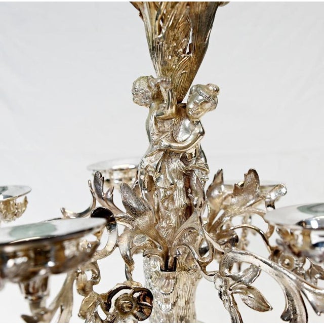 Victorian Silver-Plated and Cut Glass Centrepiece with Cherub For Sale - Image 11 of 12