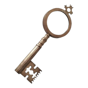 Over-Sized Brass Skeleton Key Magnifying Glass Circa 1980s