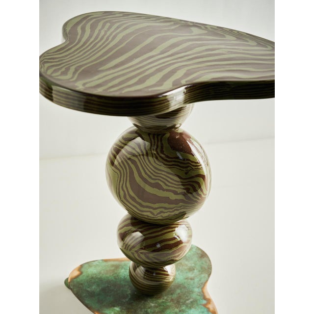 Not Yet Made - Made To Order Brown & Green Ceramic & Bronze Alto Side Table by Henry Holland Studio For Sale - Image 5 of 6