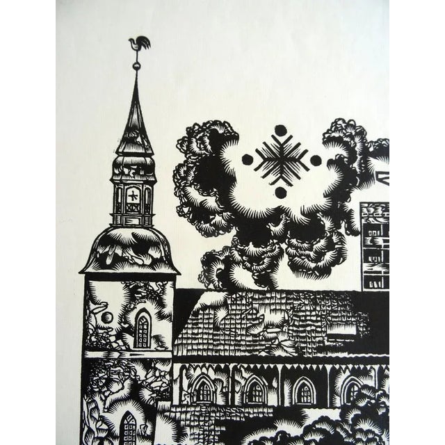 Modern Dainis Rozkalns, Dedication to Valmiera City, 1982, Linocut For Sale - Image 3 of 6