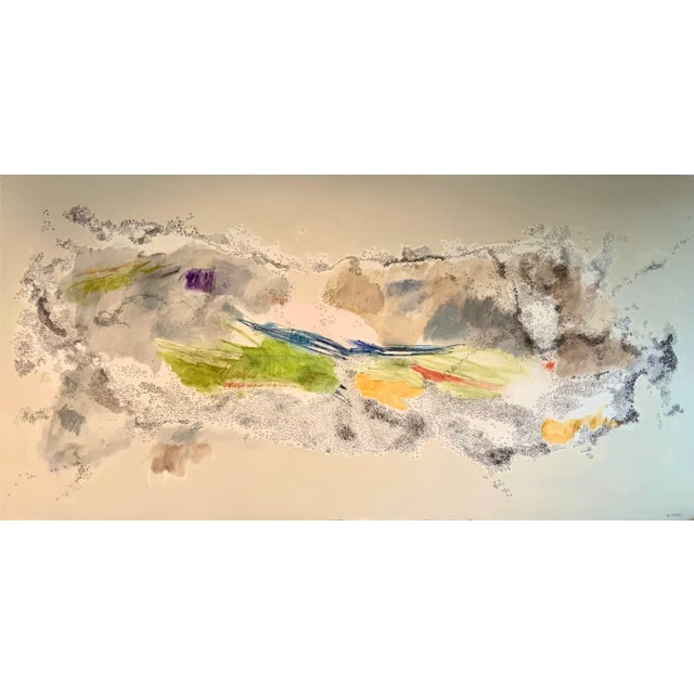 Textile Large Modern Abstract Expressionist Painting Titled "Murmuration" Large Nature Inspired by Michele Zuzalek For Sale - Image 7 of 12