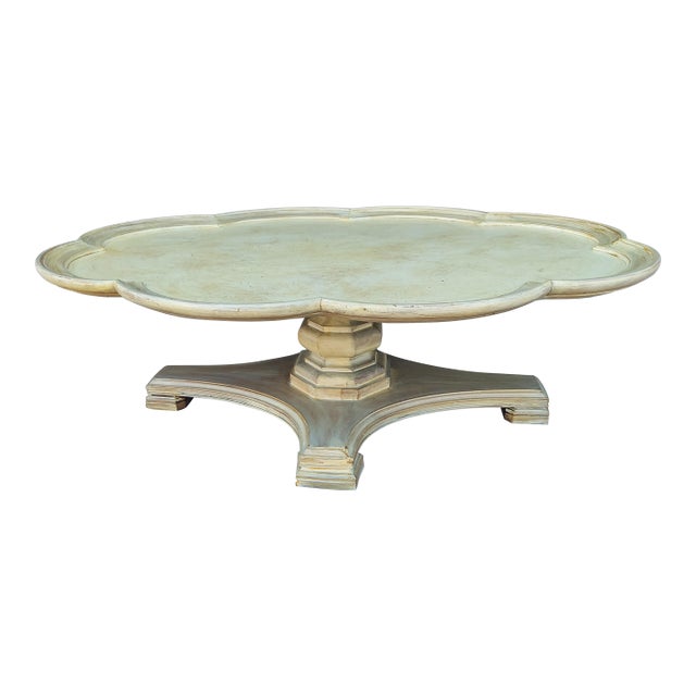 Vintage Drexel Heritage French Country Quatrefoil Pedestal Coffee Table. For Sale