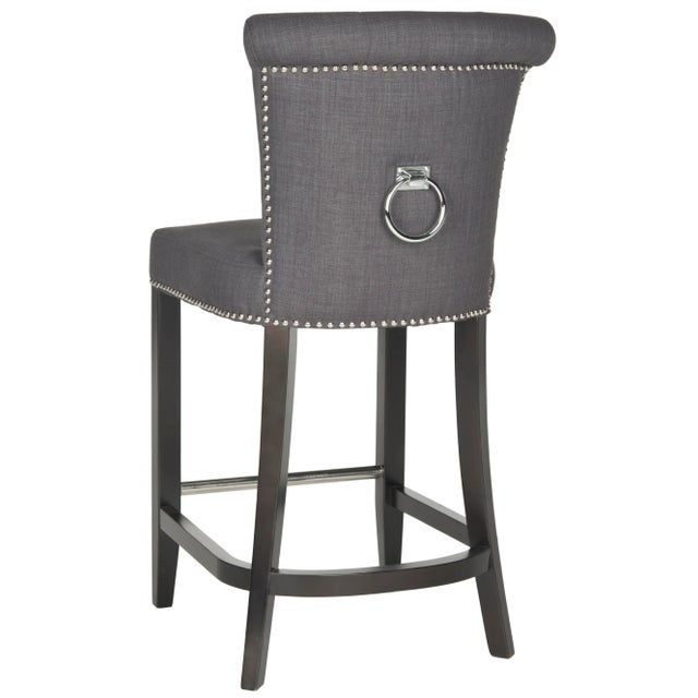 Modern Ring Counter Stool in Charcoal & Espresso For Sale - Image 3 of 8