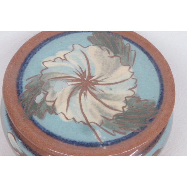 Pride Craft Barbados Floral Hand Painted Pottery Lidded Jar Trinket Box 4722b For Sale In Miami - Image 6 of 14