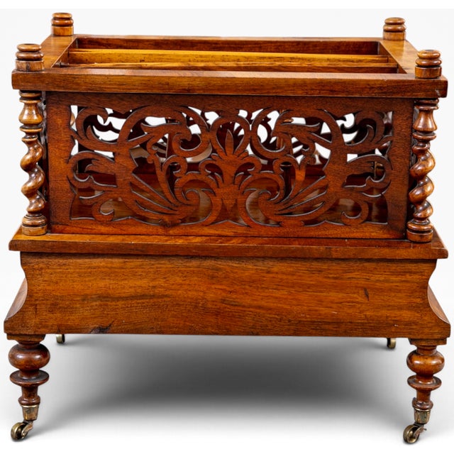 Antique English Victorian Pierced Burl Walnut Music Canterbury A fine antique English Victorian music canterbury,...