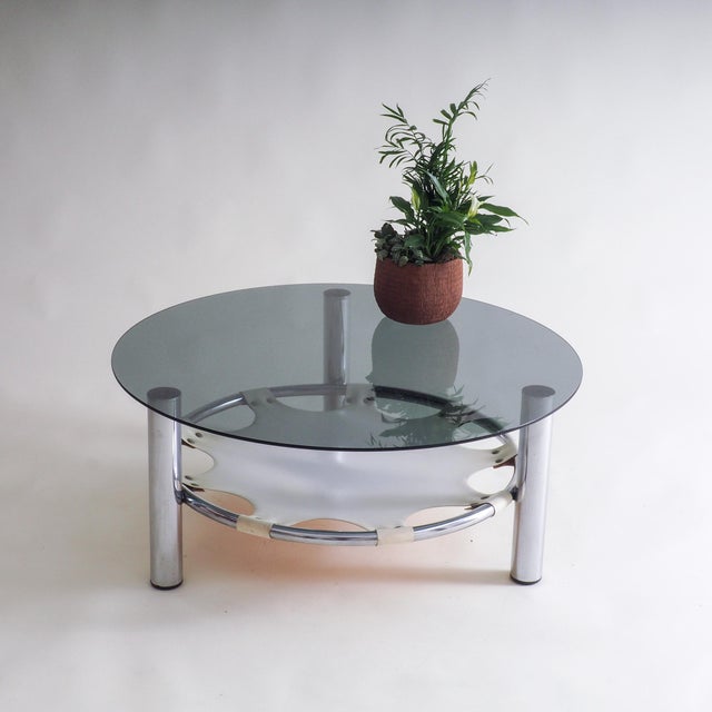 Space Age Glass and Chrome Coffee Table For Sale - Image 18 of 18