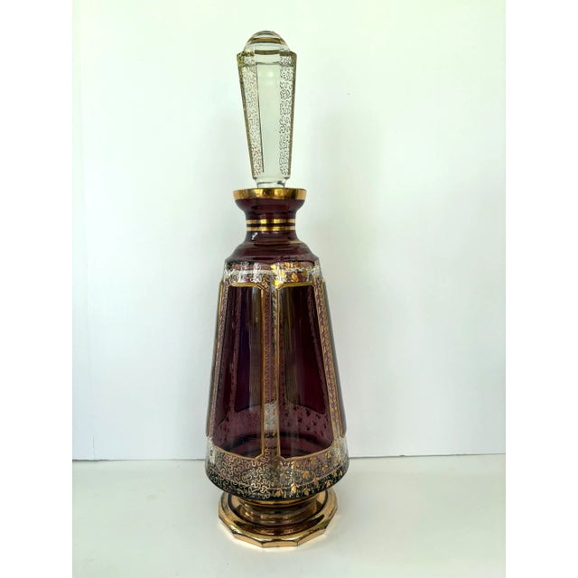 1920s 1920s Bohemian Moser Antique Amethyst and Gold Art Deco Crystal Decanter For Sale - Image 5 of 10