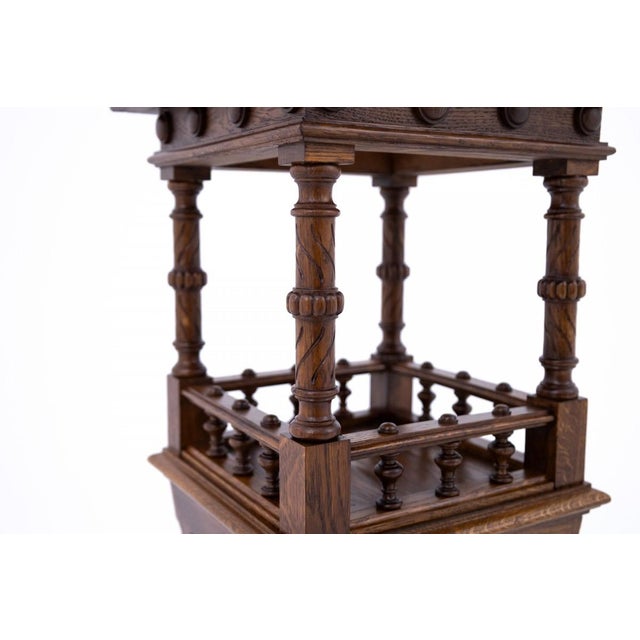 Brown Antique French Pedestal in Oak, 1890s For Sale - Image 8 of 10