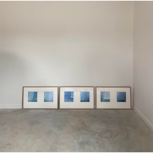 Blue Donna Levinstone Minimalist Pastel Paintings in Blue Tones, Set of 3 For Sale - Image 8 of 14
