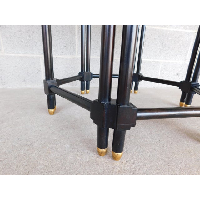 Mid-Century Baker Furniture Lacquered Gold Gilt Finish Figured Wood Side Table For Sale - Image 9 of 13