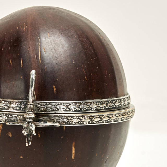 Brown Antique Anglo Indian Coconut and Metal Box For Sale - Image 8 of 12