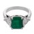 Contemporary Vintage 1.84 Carat Emerald Diamond Platinum Three Stone Ring, Size 4 For Sale - Image 3 of 7