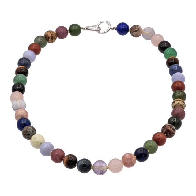 Tiffany & Co. Paloma Picasso Silver Multicolored Gemstone Bead Necklace 1980's For Sale