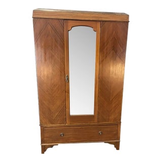 1930s Art Deco Armoire With Mirrored Door For Sale