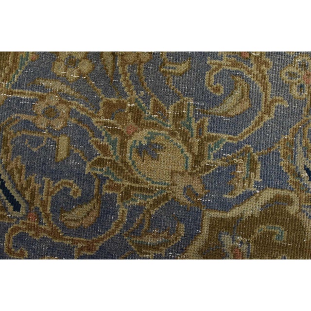 Kashan Rug 10′ X 13’5” Brown Wool Vintage Distressed Hand-Knotted Carpet For Sale - Image 4 of 15