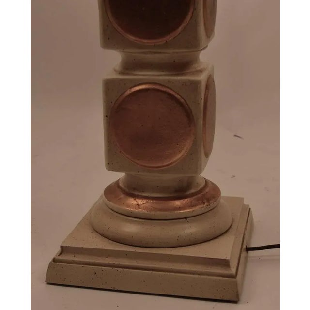 Stacked Cube Plaster Lamp With Gold Dot Motif For Sale - Image 4 of 8