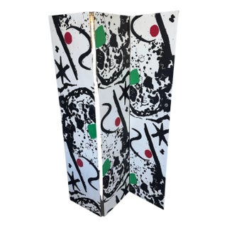 Alexander Calder “Splotchy” 3-Panel Linen-Mounted Screen Laverne International For Sale