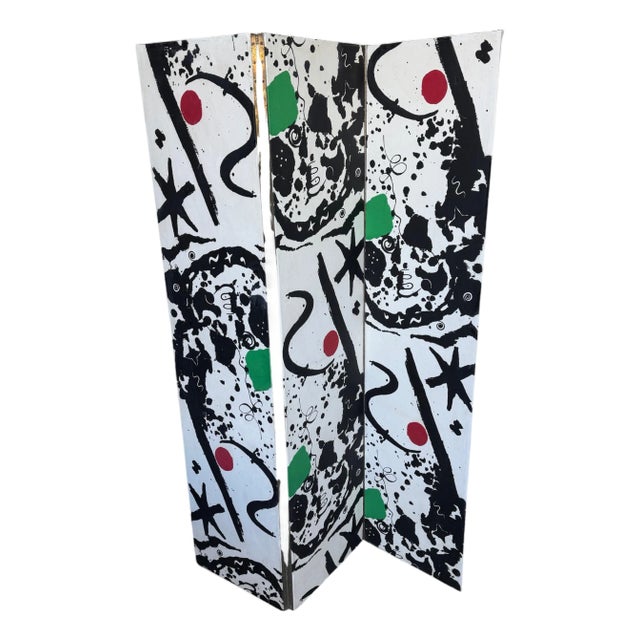 Alexander Calder “Splotchy” 3-Panel Linen-Mounted Screen Laverne International For Sale