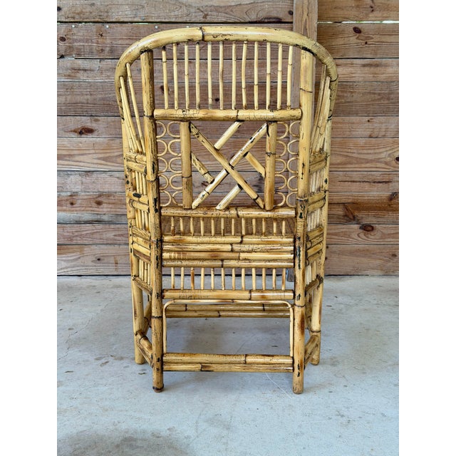 Contemporary Vintage Refinished Organic Modern Brighton Pavilion Style Rattan Cane Side Chair For Sale - Image 3 of 12