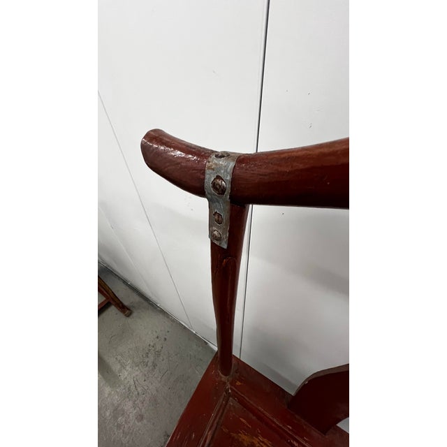 Chinese Pair of Vintage Chinese Yoke-Back Hardwood Side Chairs, Mid-20th Century For Sale - Image 3 of 6