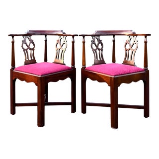 Hickory Chair Mahogany Chippendale Corner Chairs - a Pair For Sale