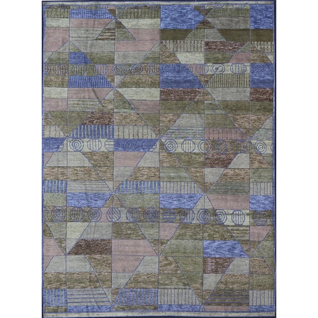 Large Piled Scandinavian Sub-Geometric Modern Rug by Keivan Woven Arts For Sale - Image 12 of 12