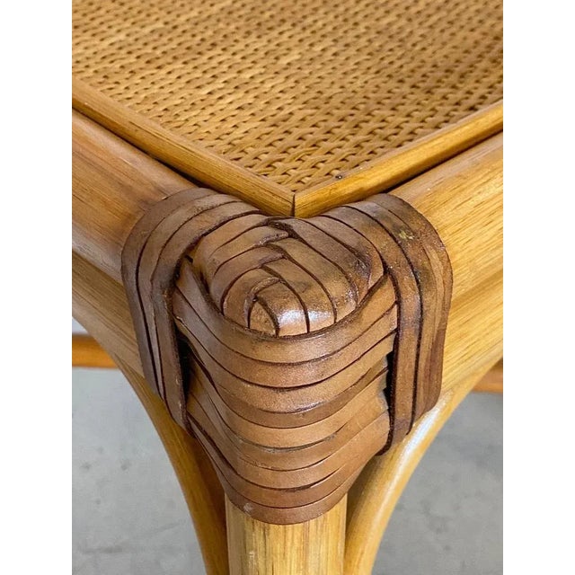 Set of Bamboo & Leather Dining Chairs, 1970s For Sale - Image 12 of 14