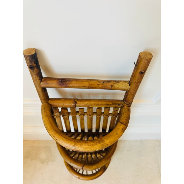 Brown Vintage 23.5” French Mid-Century Rattan Hanging Wall Storage Piece For Sale - Image 8 of 16