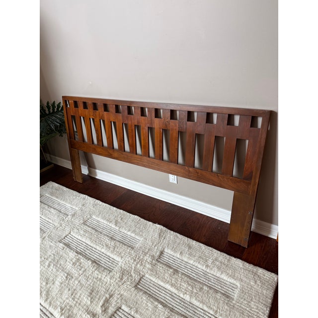 Rare Lane Altavista Brutalist Rosewood and Walnut Headboard by Paul McCobb in King Gorgeous brutalist headboard by Lane...