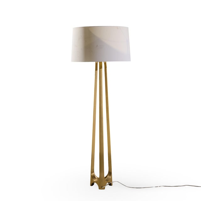 Baker Furniture Company Thomas Pheasant for Baker Furniture Iron Eye Brass Floor Lamp For Sale - Image 4 of 6