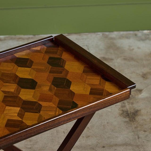 Don Shoemaker for Señal Geometric Marquetry Tray With Stand For Sale - Image 11 of 12