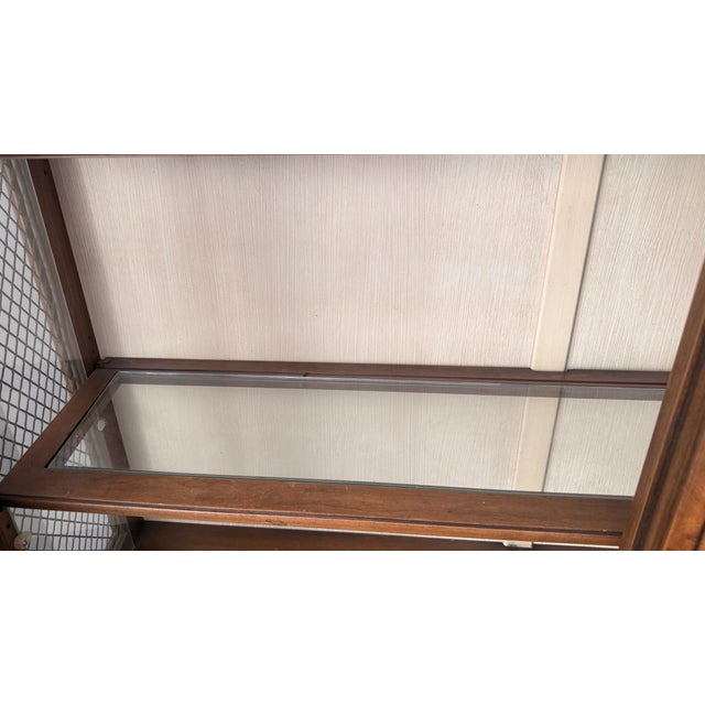 Brown 1970s Monumental Mastercraft Burl Wood & Brass Lattice China Cabinet Vitrine For Sale - Image 8 of 11