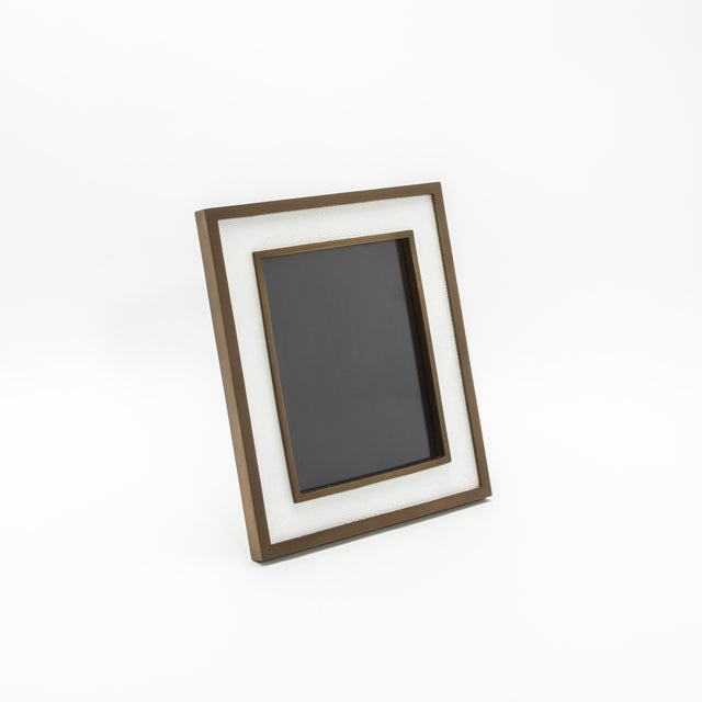 Kifu Paris Picture Frame 8x10” in White Shagreen With Brass Details by Kifu Paris For Sale - Image 4 of 11