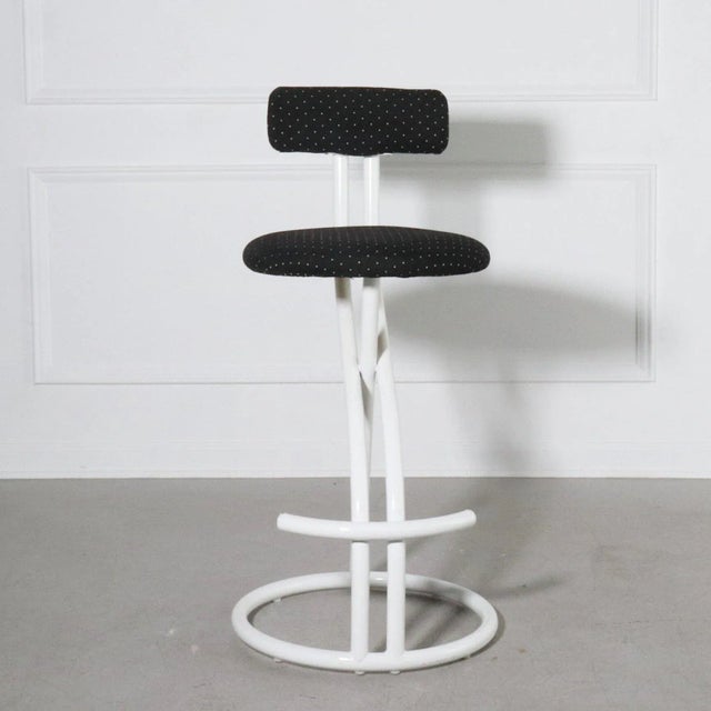 Postmodern 1980's Postmodern Tubular Steel Bar Stools - Set of 4 For Sale - Image 3 of 12