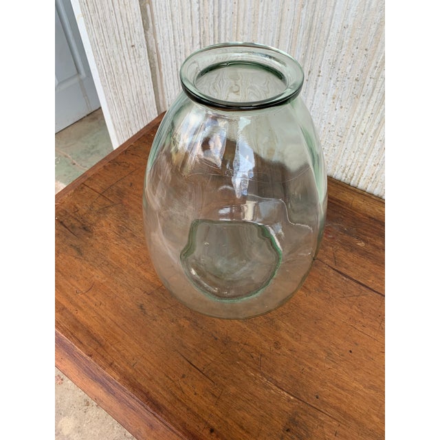 Large French Blown Clear Glass Demijohn Bottle For Sale - Image 11 of 18
