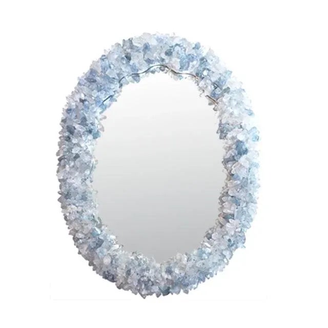 Platinum Clear Quartz Rock Crystal Encrusted Rectangular Mirror by Marjorie Skouras, 30" X 54" For Sale - Image 8 of 11