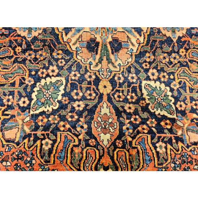 Early 20th Century Persian Bidjar Rug, Hand-Knotted Wool, Medallion Geometric Pattern, Red & Blue, 5x7 For Sale - Image 4 of 18