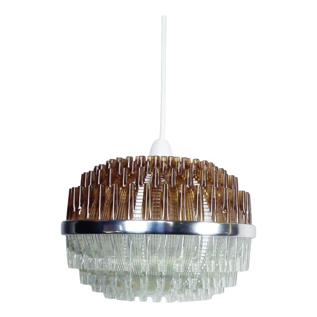 Vintage Space Age Sputnik 2-Tone Acrylic Glass Pendant, 1960s For Sale